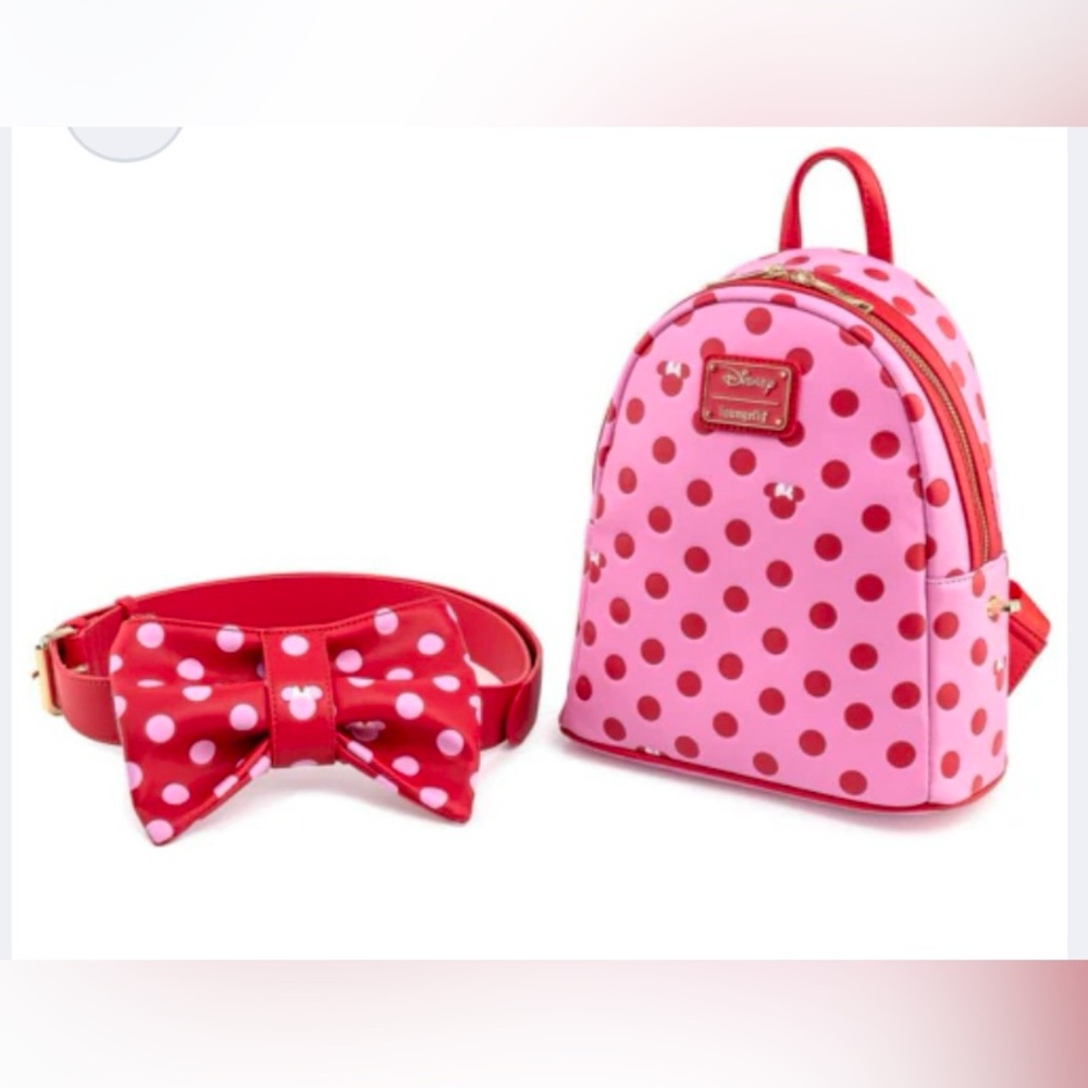 Disney Minnie Mouse Pink Polka Dot Bow
Convertible Mini Backpack Loungefly - Picture 3 of 9